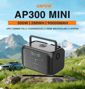 UAPOW AP300 MINI Portable Power Station 300W 288Wh 90000mAh Lifepo4 Battery with UPS 220V 60Hz Solar Generator for Outdoor Camping
