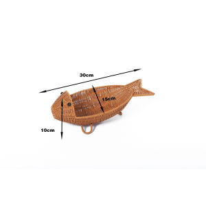 Large fish-shaped fruit basket hand-woven creative basket rattan basket portable hotel specialty food basket snack and candy decoration