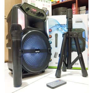 COD~TERBARU Speaker Bluetooth Karaoke Fleco F-8606KF LED 85 Inchi Gratis 1 Mic Wireless Remote Dan Tripod EXTRA BASS