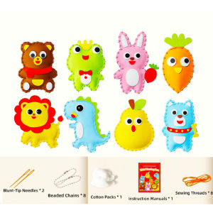 8Pcs Children DIY Sewing Felt Animal Doll Material Bag Creative Handmade Keychain Ornament Early Educational Craft Toy