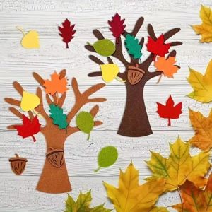 STYLETENK 96Pcs Felt Material Felt Tree Craft Kit Maple Leaf Shape DIY Craft Felt Tree Board Creative Bulletin Board Structure Kids Craft Toy For Kids