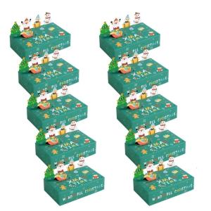 กล่องคุกกี้รูปสัตว์คริสต์มาสความจุ500กรัม10ชิ้นภาชนะที่เก็บของพับได้ของตกแต่งงานปาร์ตี้การ์ดพรีเมี่ยม