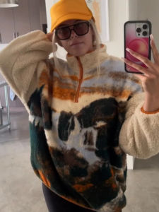 2026 Spring Autumn Hiking Printed Lamb Fleece Sweatshirt For Women High Neck Long Sleeve Zipper Pullovers Lady Outdoor Outerwear