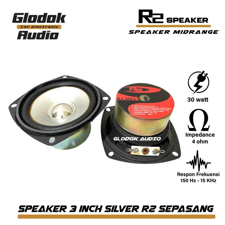 Speaker Woofer inch 4-8 ohm 45 watts Silver r2 Sepasang Speaker