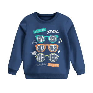 Sweater Motif Terbaru Anak Laki-Laki Perempuan 1-10 Tahun Warna Navy - Happy Ever