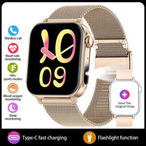 Smart Watch Men Women BT Call LED Flashlight Waterproof Sports Fitness Smartwatch