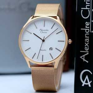 Jam tangan Wanita Alexandre christie 8331/8522 tali pasir tanggal aktif analog original