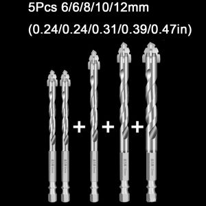 LITUILI MALL  ขอบสี่ด้าน ชุดดอกสว่าน ประหลาด 6/8/10/12มม. ดอกสว่านไฟฟ้า ใช้งานได้หลากหลาย ความแข็งสูง ชุดดอกสว่านแบบข้าม แก้ว