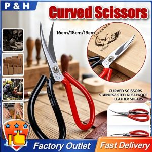 Curved Stainless Steel Trimming Scissors Bend Shears for Leather Rubber &Fabric Cutting Multile Tool
