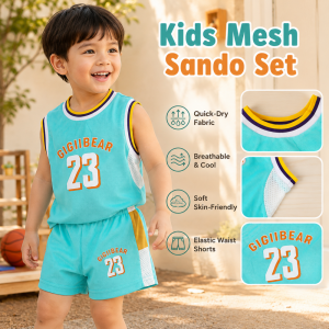 AILEBE Kids Sets Sleeveless Sando Shorts Set Breathable Quick Dry Mesh Summer Activewear Soft Skin Friendly Keeps Cool Perfect For Daily Play Outdoor Pambahay OOTD Baby Boys 0-8 Years