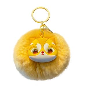 NTNKC Long Mane Cat Plush Pendant Stuffed Big Ear Cute Animal Keychain Clothes Decoration Bag Decor Plush Cat Keychain Backpack Decor
