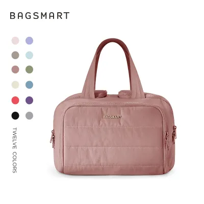BAGSMART Puffy Cosmetic Makeup Bag Wet and Dry Separation Toiletry Bag Lightweight Makeup Organizer