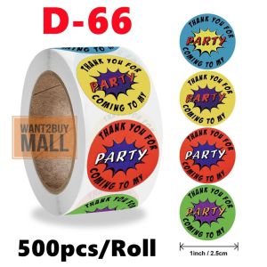 UMI 500pcs/roll Happy Birthday Sticker Label Tag Party Gift Pelekat selamat Hari Lahir Terima Kasih Hadiah kanak-kanak