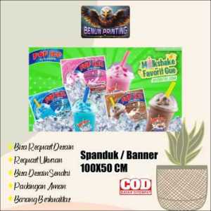 Spanduk Banner 100x50 Cm Semtik (Pop Ice)Bisa Request Desain