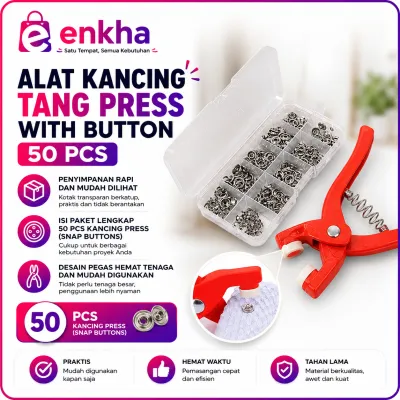 Alat Pasang Kancing Tang Press Manual dengan 50 Kancing Praktis dan Mudah Digunakan