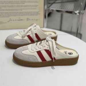 Soft-soled German Training Shoes Womens Summer Outer Wear 2024 New Style Baotou Half Slippers Retro Heel-free Slip-on Lazy Womens Shoes