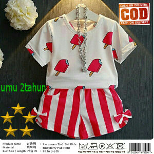 BJONLINE ST ICE CREAM PINK DAN MERAH USIA 1 2 3 4 THN / STELAN ANAK / KEKINIAN LUCU /BAGUS / KEKINIAN /PAKAIAN SEHARI-HARI / IMPORT REALPICT COD