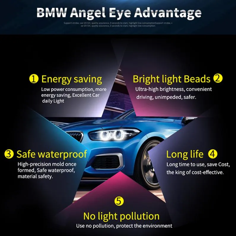 2-Pack LED Angel Eyes Marker Light Bulbs For BMW 1, 5, 6, 7 Series - 5W, 12V, IP65 Waterproof