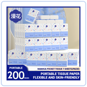 【Pure Care】 【100 Packs / Box】ManHua 3-Ply Tissue/Soft/Strong Absorbent/Wood Pulp for Daily Use
