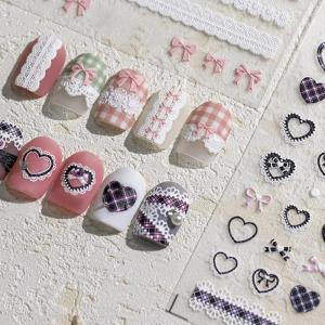 Lace Bowknot Nail Art Stickers Decals 5D Embossed Nail Stickers Bowknot Nail Self Adhesive Nail Decals Manicure for Women