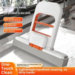 SEA JJT มินิม๊อบ ไม้ถูพื้นขนาดเล็ก พกพาง่าย ไม่ต้องบีบด้วยมือ สําหรับทําความสะอาดกระจก หน้าต่าง โต๊ะ ห้องครัว ห้องน้ําไมโครไฟเบอร์มอปขนาดเล็กสำหรับโต๊ะและภายในบ้าน ใช้ได้ทั้งเปียกและแห้ง ไม่ต้องล้างด้วยมือ