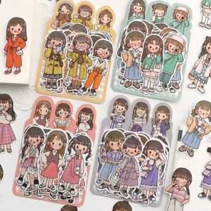 Túi Sticker TELADO trang trí siêu dễ thương Set sticker 4 MẪU thời trang dán trang trí Hộp 102 hình cô bé telado trang trí sổ tay