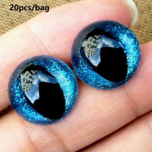 SABOAMM 20pcs/set Plastic Resin 3D Sparkling Crystal Cats Eyes with Golden Onion Gasket 18mm Safety Glitter Eyes Crafts High Quality Stuffed Toys Parts Bear Animal DIY Plush Dolls Eyes