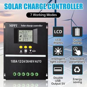 MOKETA MPPT Solar Controller 30A/ 60A/80A/100A 12V 24V 36V 48V with LCD Screen AUTO Battery Charger
