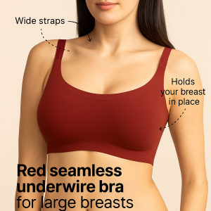 Full Cup Minimizer Bra Seamless Wireless Anti-Sagging 3Layer Lifting Square Soft Support Plus Size Lingerie