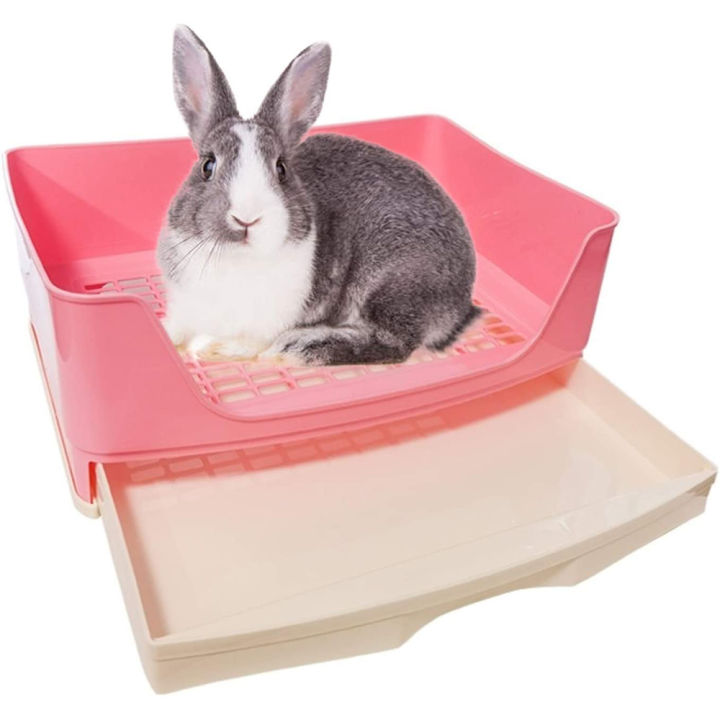 Large Rabbit Litter Box with Drawer Place Firmly Pet Bedpan Corner