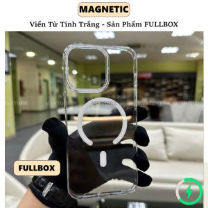 Ốp lưng điện thoại MAGNETIC cứng chống ố vàng trong suốt từ tính cho 16 pro max 15 13 12 ProMAX 14 Plus phụ kiện MVSTORE