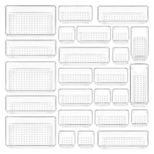 Set of 25 Stackable Drawer Storage Organizers Trays Bedroom Kitchen Drawer Organizers Set Multiple Sizes Storage Tray