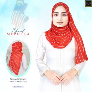 🎀Special Edition 🎀 Merdeka Shawl printed chiffon with Flag design by H&H textiles