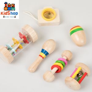 Baby 1st Musical Instruments 6PCS Wooden Percussion Musical Instruments Toy Set for Kids Toddlers Preschool Educational Music Toys