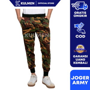 Kulmen Celana Joger Pria Panjang Motif Army Camo Premium Training Olahraga KMPJ043