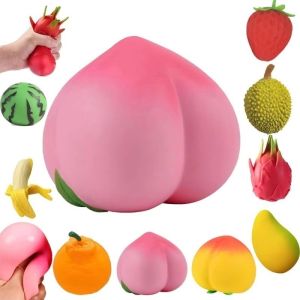 Squishy Simulated Peach Mango Lemon Pineapple Squeeze Toy Fidgets Toys Fruit Slow Rising Anxiety Antistress Squishys Gift Adults Kids
