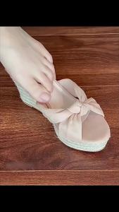 WomenS 2026 Summer New Style Wedge Sandals With Bowknot Rope Sole Large Size Thick-Soled Slippers