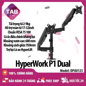 Giá Đỡ Màn Hình Đôi HyperWork P1 Dual Trọng tải 2-9kg Nâng màn 17-32 inch - Bảo Hành 24 Tháng