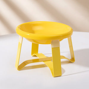 Elevated Ceramic Pet Bowl Metal Stand Neck Protection Anti Knock Whisker Friendly Feeder For Cats Small Dogs