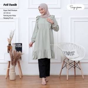 Tunik Rayon Twill Jumbo Ld 110 Atasan Wanita Tunik Lengan Panjang Polos Terbaru