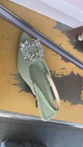 Free Shipping Baotou WomenS Sandals 2026 Summer Rhinestone Square Buckle Open-Back Stiletto High-Heeled Pointed-Toe Pumps