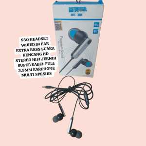 S30 Headset In-Ear dengan Extra Bass HD dan Stereo HiFi Jernih - Full-Kabel - Warna Hitam