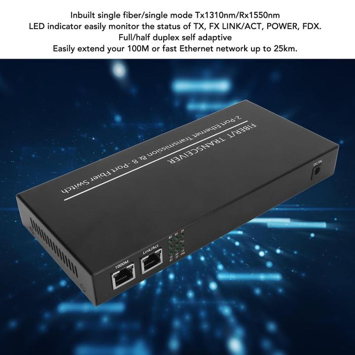 Media Converter 8F2E 8 Port Fiber Optic 2 RJ45 LAN Ethernet Gigabit 2 ...