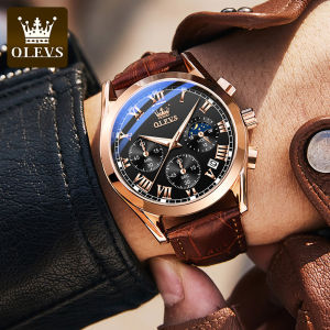 OLEVS Watch for Mens Original Waterproof Quartz Casual Leather strap Business Luminous Men Watch jam tangan lelaki