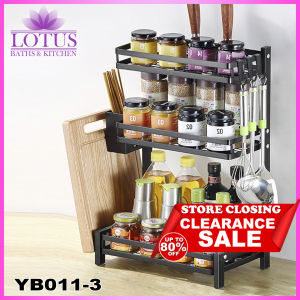 Lotus Baths YB011 3 Layer Stainless Steel Kitchen Rack Multi Layer Household Condiment Storage Spice Rack