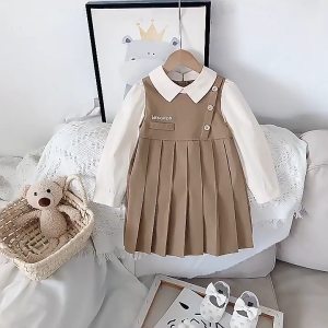 กระโปรงเด็กหญิง ชุดตาข่ายสีแดงฤดูใบไม้ร่วงและฤดูหนาวสำหรับเด็กผู้หญิง กระโปรงปลอมสองชิ้นสำหรับเด็กผู้หญิง