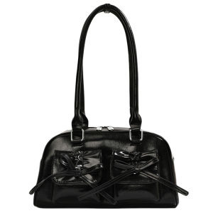 [Ueb Wholesale Mall] Women Fashion Shoulder Bag Double Pockets PU Leather Casual Armpit Bag Solid Color Daily Commuting Bag for Outdoor Party