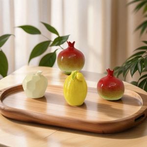 CHUAN เซรามิกส์ แจกันทับทิมมะนาว สร้างสรรค์และสร้างสรรค์ น่ารักน่ารักๆ ที่ใส่ดอกไม้ไฮโดรโพนิก เครื่องประดับเดสก์ท็อป จำลองจำลองจำลอง กระถางดอกไม้สำหรับเด็ก ดอกไม้ประดิษฐ์แห้ง