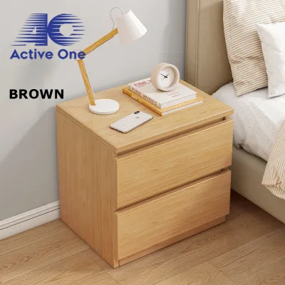ACTIVEONE 40cm Simple Modern 2 Drawers Bedside Table Small Storage Dresser Bedside Cabinet For Bedroom - Fulfilled by ACTIVEONE