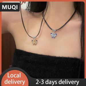 [COD] MUQI Ship within 24 hours Chinese Style Fashion Retro Braided Rope Necklace Butterfly Flower Moon Safety Lock Pendant Necklace For Women Vintage Jewelry